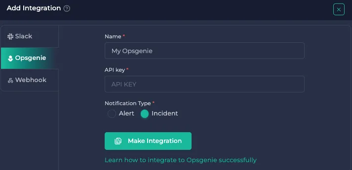 Opsgenie Integration